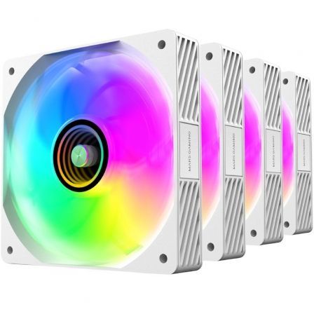 MARS GAMING Kit 4 Ventiladores PC Auxiliar MF-SI4KIT A-RGB Infinity Blanco - 4x Ventiladores Ultrasilenciosos ARGB con Mando a Distancia